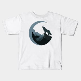 The Wolf who loves the moon Kids T-Shirt